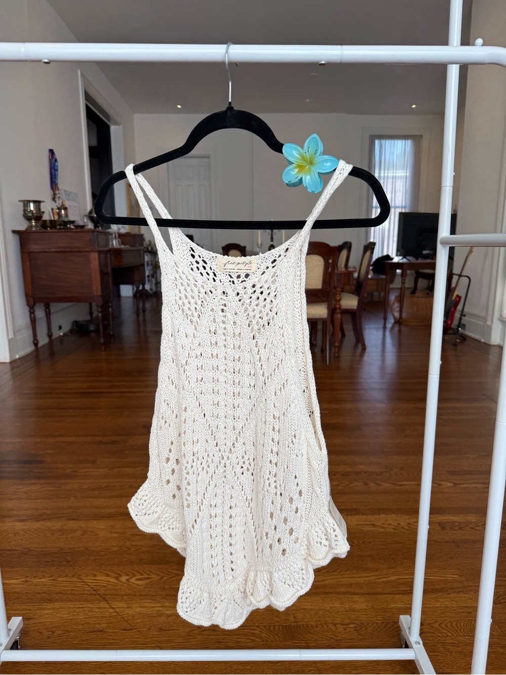Free People Cream Crochet Knit Tank Camisole